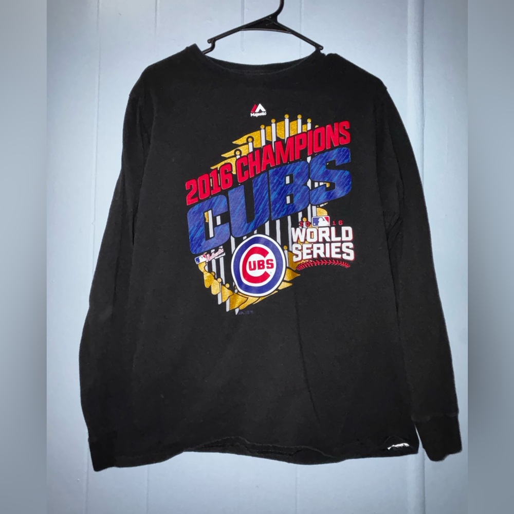 Majestic Chicago Cubs MLB 2016 Champions Graphic T Shirt Adult M Cotton Black